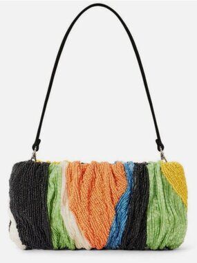 STAUD Beaded Bean Convertible Clutch Bag in Marble Wave MSRP$295 FUN & CHIC